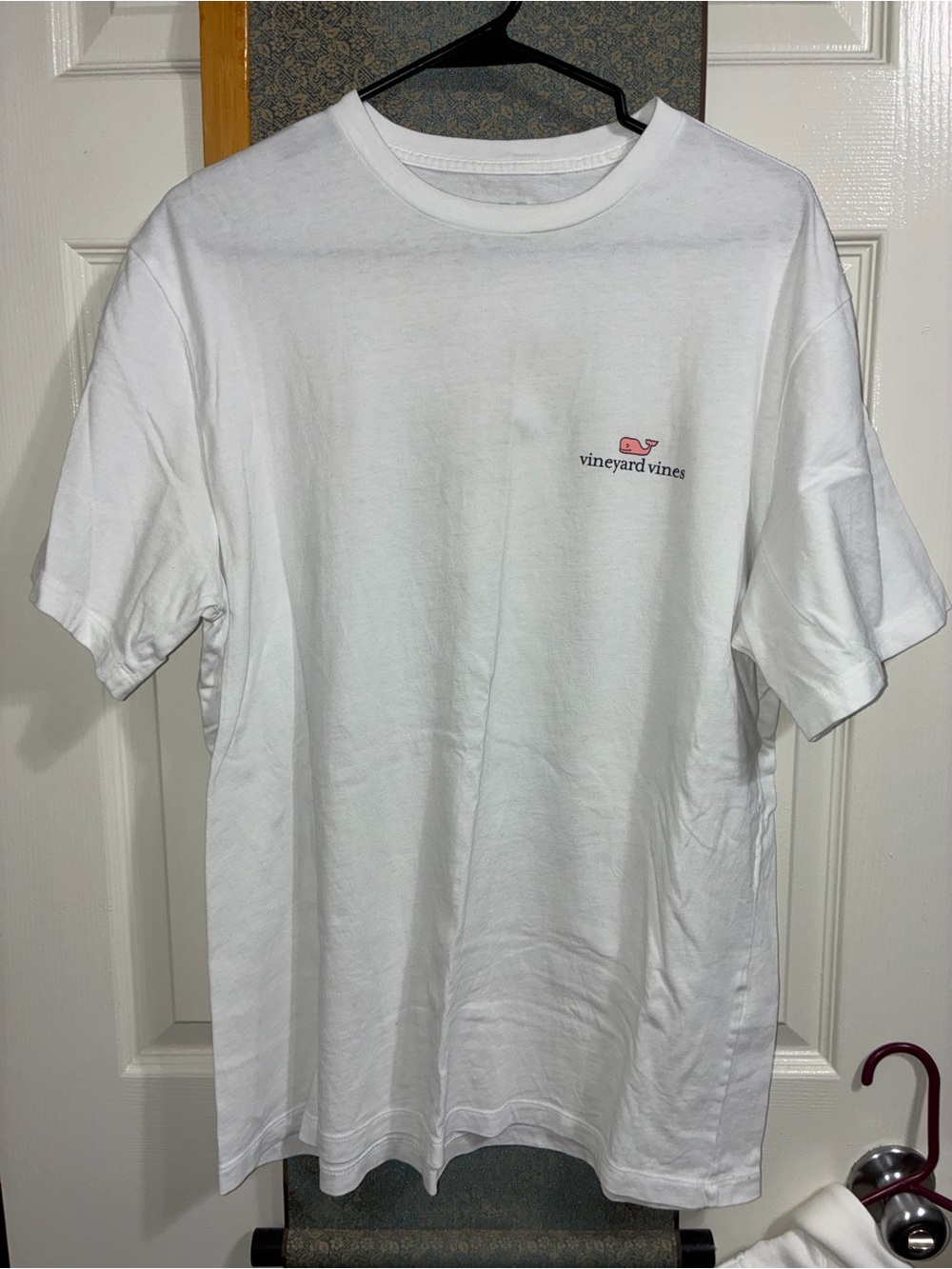 Vineyard Vines White Tee with Pink Whale Logo